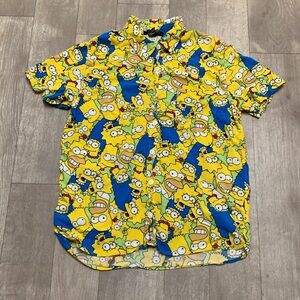Womens Forever 21 Bart Simpson‎ Button Down Short Sleeve Shirt